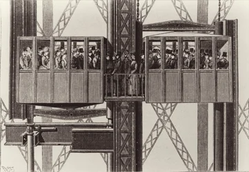 Entwurf für einen Aufzug, von Gustave Eiffel